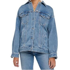 Faherty Terry Cloth Tucker Jacket – Mid Wash Denim, XS (Runs Oversized)